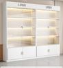 Solid Wood Glass Display Cabinet with Multi-Layer Shelves for Cosmetics and Books