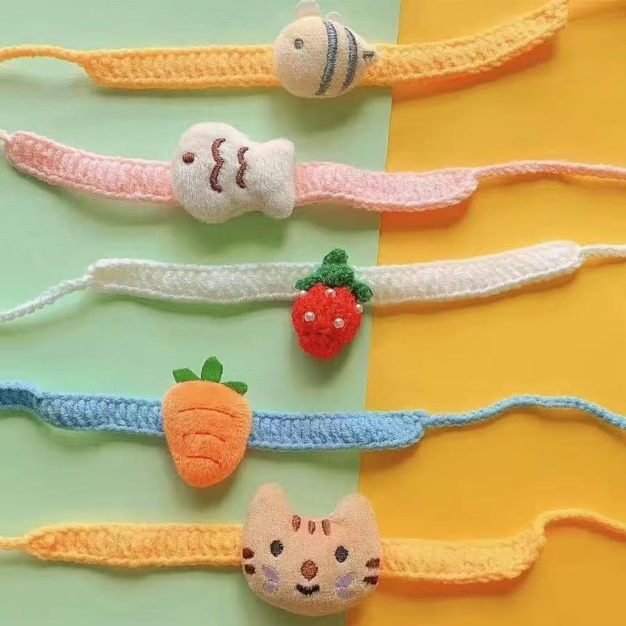 Katze Niedlich Gestricktes Halsband Handgestrickt Verstellbares Hundehalsband Winter Dekoration Kleiner Hund Niedliche Haustierbedarf
