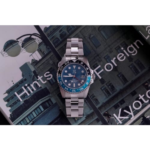 HYAKUICHI 101 No.14 Hyakuichi Mechanical Wristwatch, Automatic Winding, GMT Watch, 200m Water Resistance, Date, Viking Blue, Hack Function