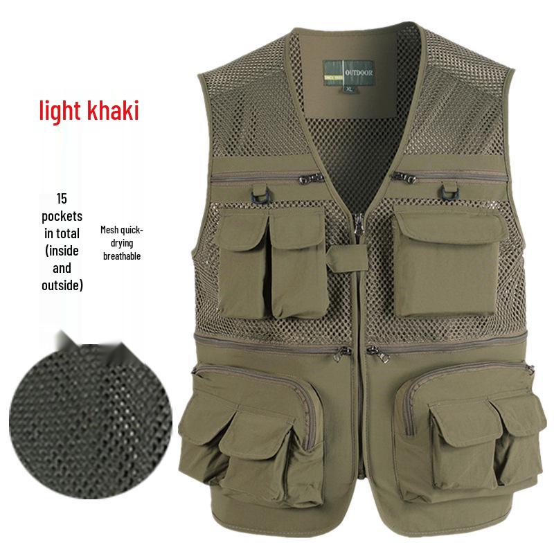 Men's 7XL Quick-Dry Mesh Vest With Multi-Pockets - Breathable Summer Wear