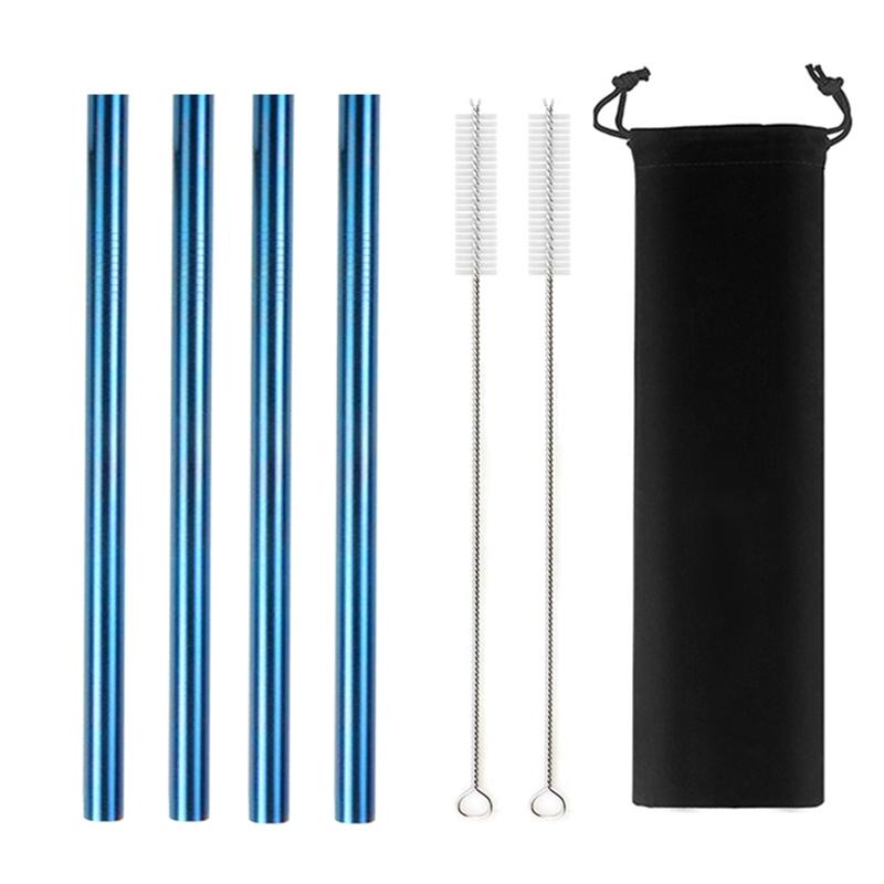 12mm Metal Boba Straws Reusable Bubble Tea Straws Reusable Jumbo Smoothie Straws 304 Stainless Steel Cocktail Drinking Straws