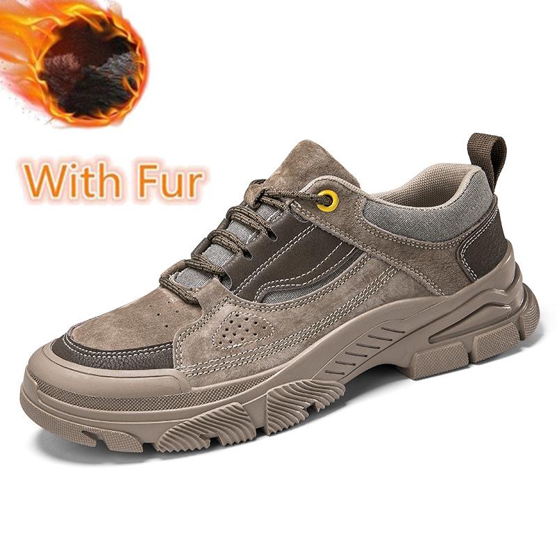 Genuine Leather Men Sneakers No-Slip Male Casual Shoes Comfortable Treking Footwear All-match Outdoor Hiking Shoes Leisure Walk
