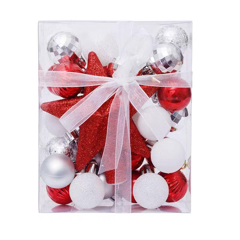3CM/30PCS Tree Top Star & Small Ball Ornament Set - Holiday Christmas Decoration Gift Box