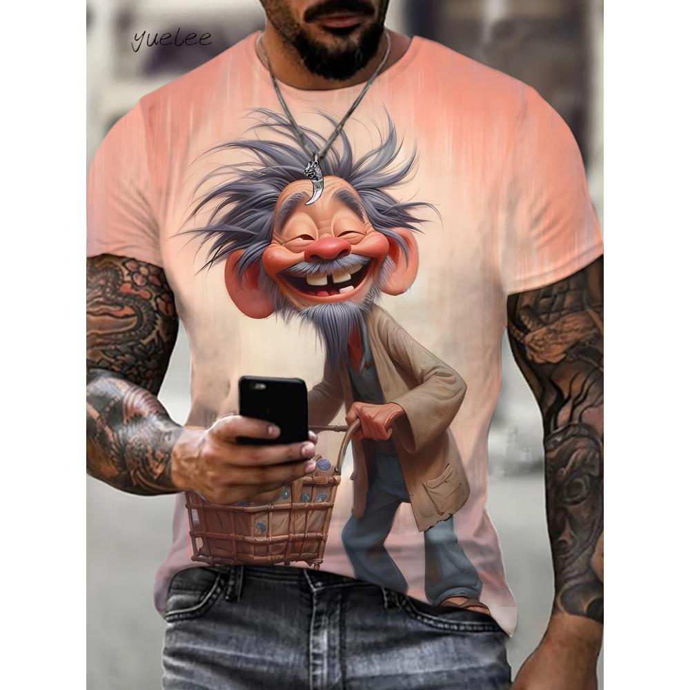 Funny Printed T-Shirt Men's Summer Outdoor Men's Short Sleeve Fashion Cute Men's Tops