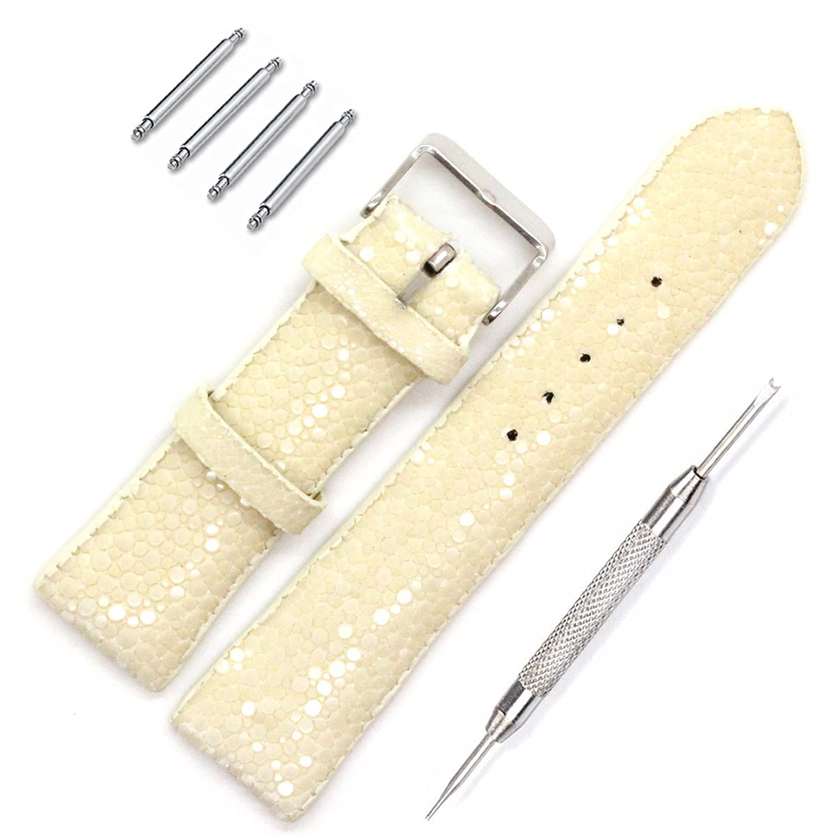 

[Levetta] Ремешок для часов Garusha Stingray из кожи Stingray, белый, 20 мм, пружинный стержень с возможностью снятия пружинного стержня [089-7stb20]