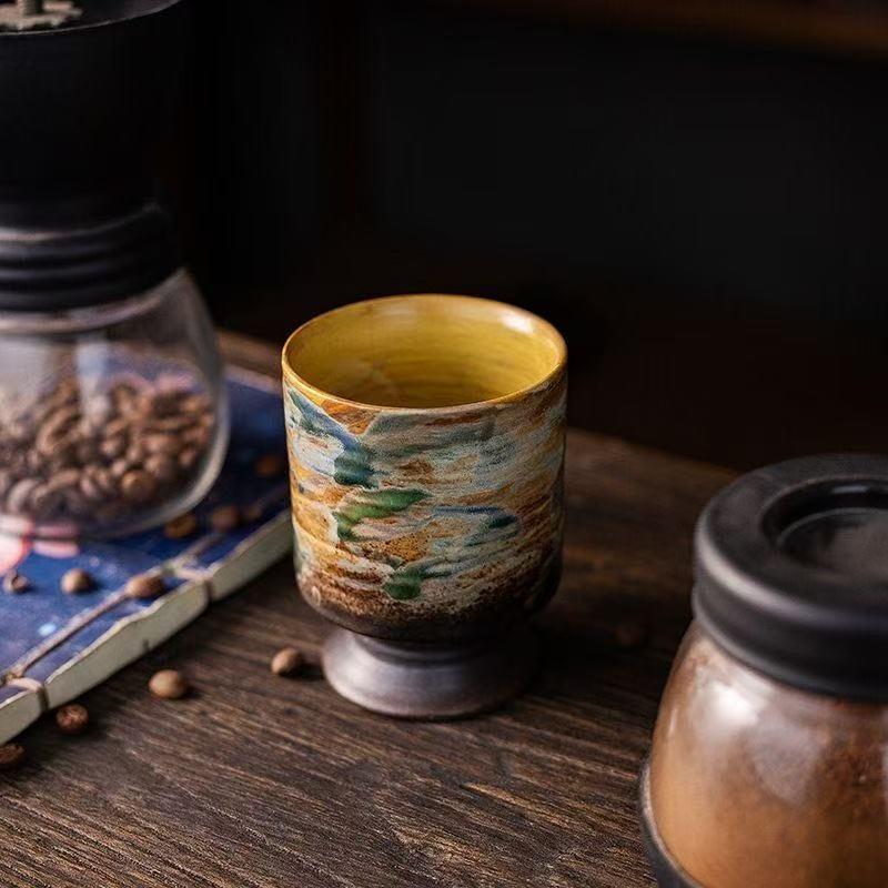 Handbemalte Keramik Kaffee- & Teetasse - Retro Japanisches Ofendesign