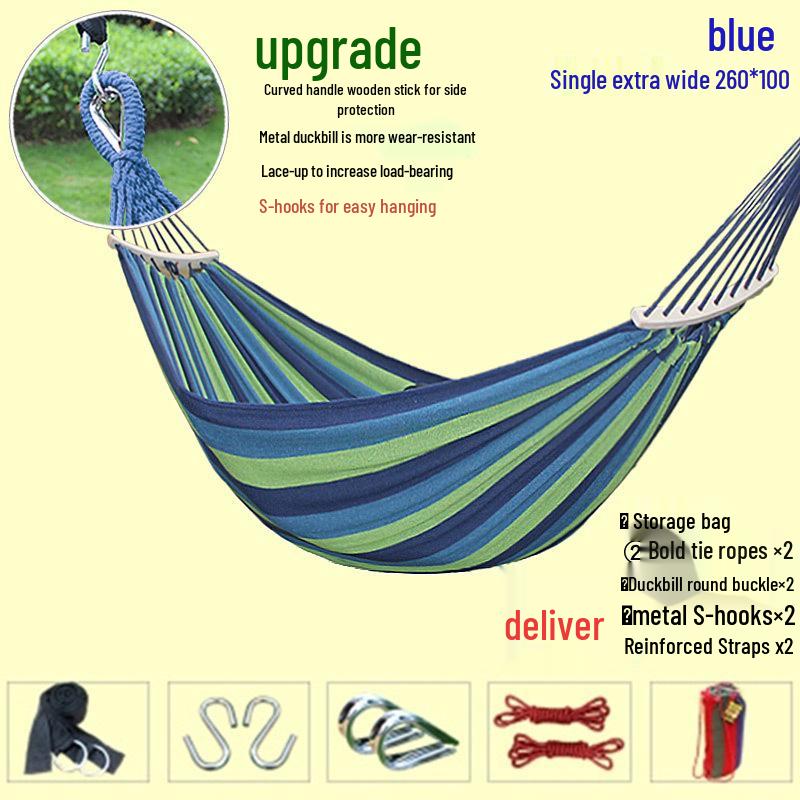 Double Outdoor/Indoor Hammock Bed: Adult Swing, Hanging Rope Chair & Rocking Net for Sleeping