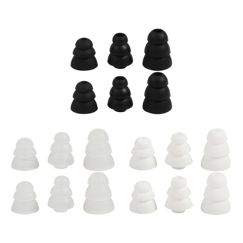 Triple Flange Ear Tips Earpads Replacement for in-Ear Headphones Inner Hole Approx 4.0mm