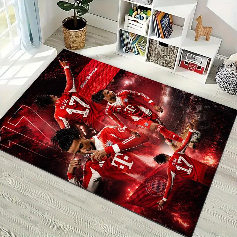 Michael Olise Bayern Munich No.17 Football Star Area Rug, Non Slip Floor Mat for Living Room Game Room Soccer Fan Decor
