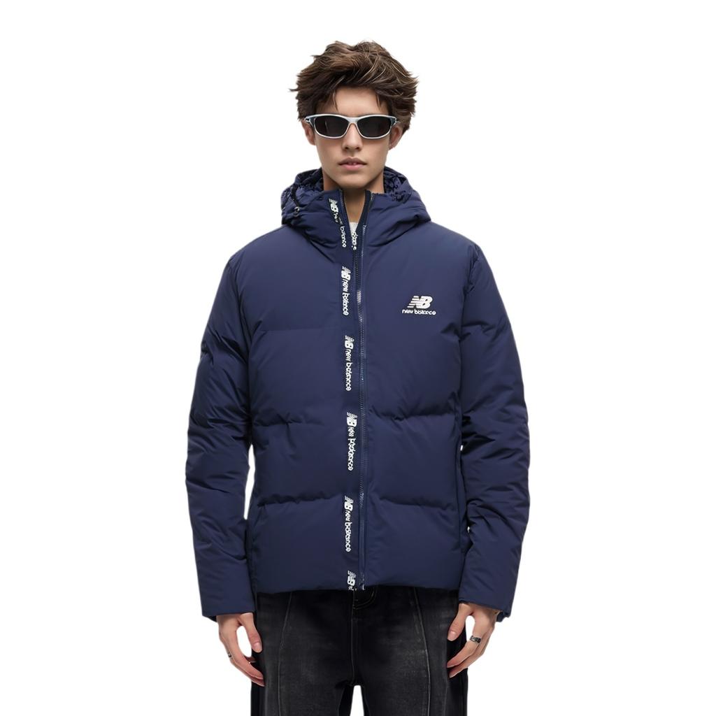 New Balance Logo Print Down Jacket Asia Sizing 'Blue Black' Men's AMJ23343-NNY