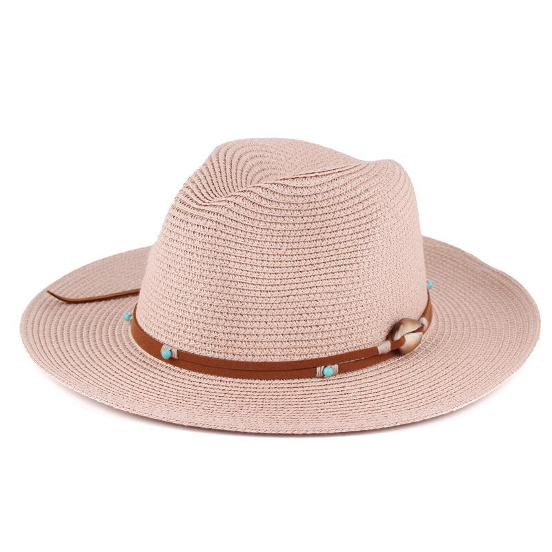 Spring and summer new women's beach hat fashion casual top hat outdoor shading sun hat flat edge straw hat