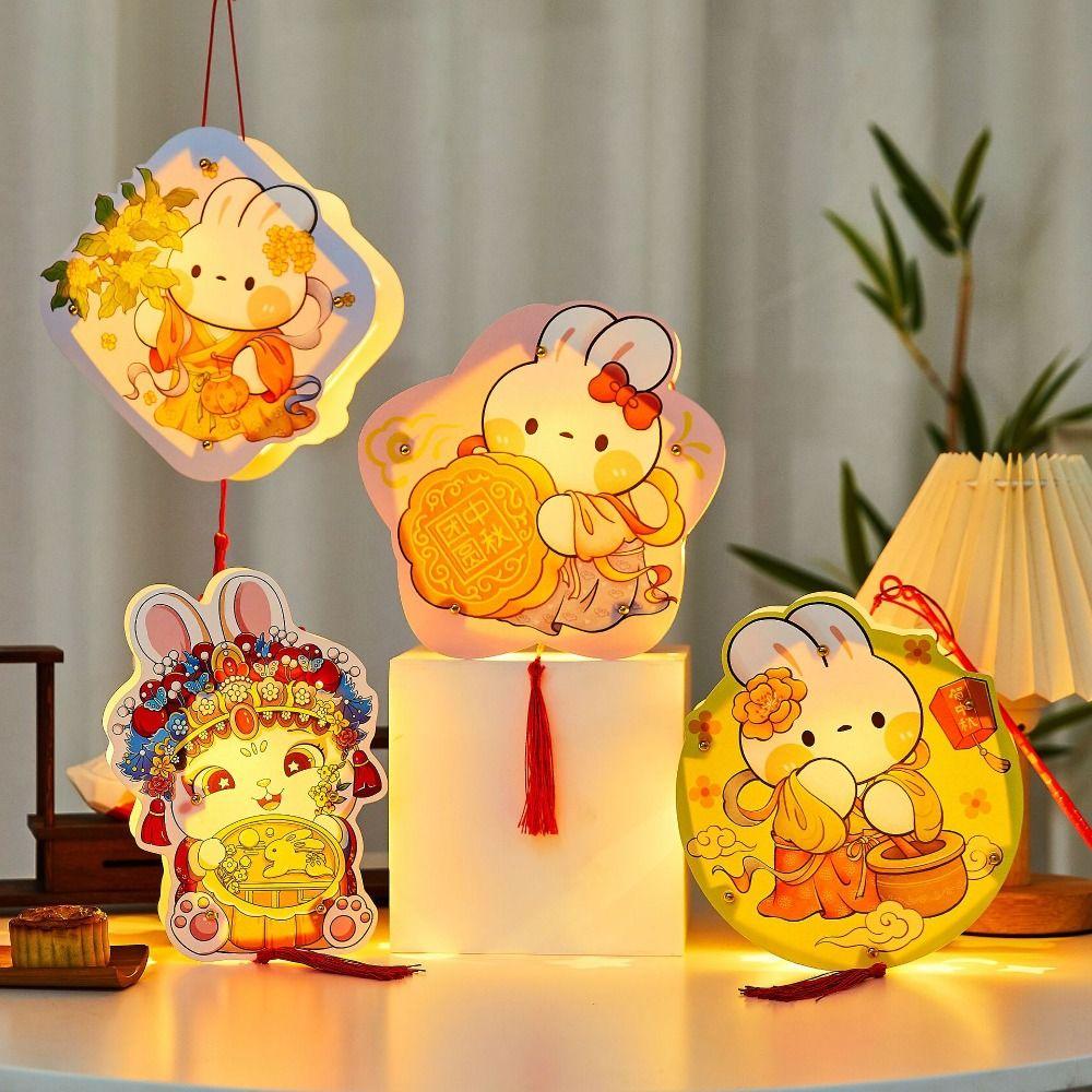 Glowing Handheld Rabbit Lantern Handmade Light-Up Bunny Lantern Photography Props