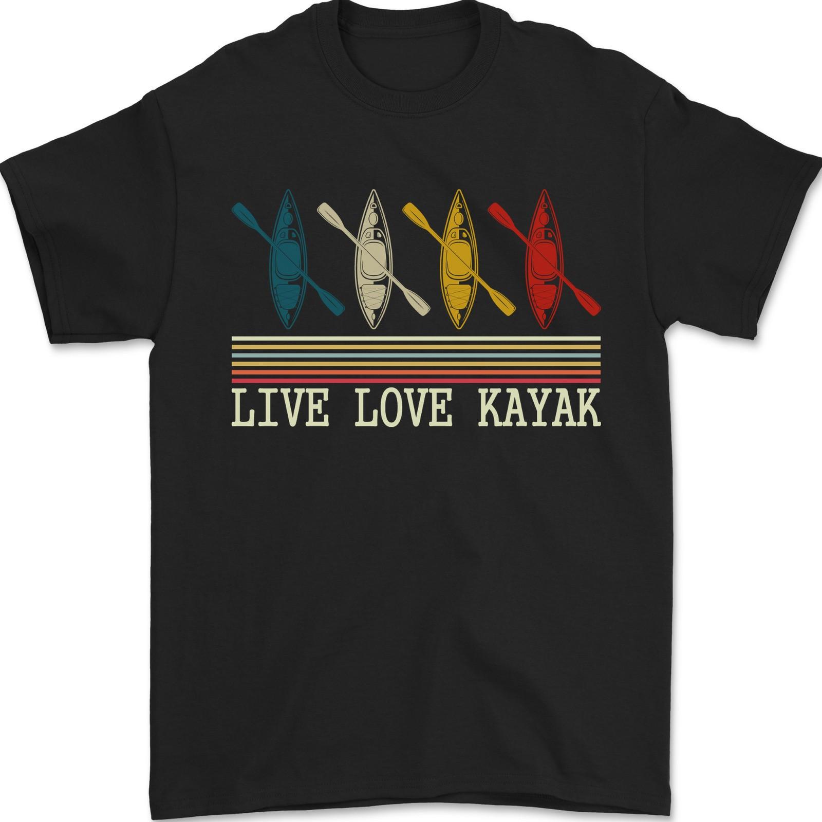 Live Love Kayak Retro Kayaking Design Mens T-Shirt 100% Cotton S