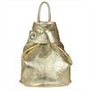 Elegant Women's Leather Backpack In Metallic Gold