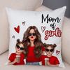 Beautiful Super Mother And Baby Throw Pillow Cover With Short Plush Print For Living Room Sofa Decoration Cushion Cover