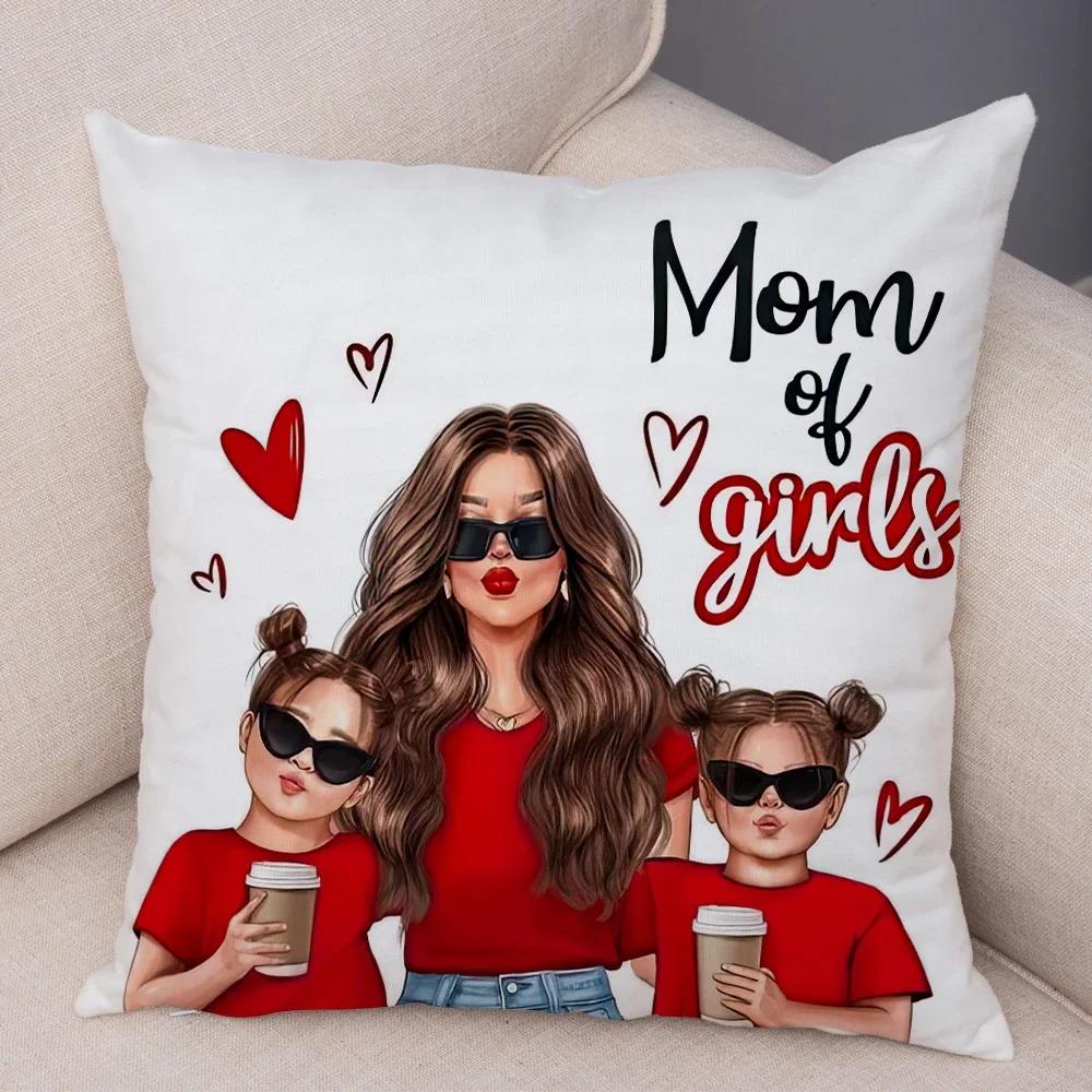Beautiful Super Mother And Baby Throw Pillow Cover With Short Plush Print For Living Room Sofa Decoration Cushion Cover