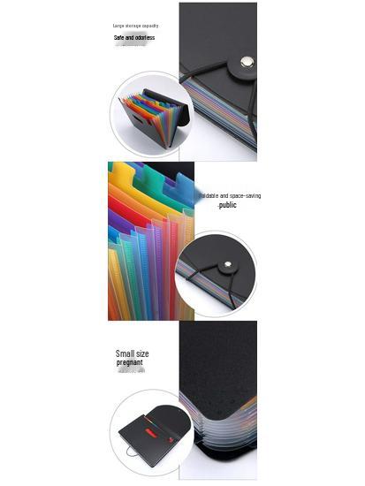 Student A4 Rainbow Test Paper Accordion Folder with Round Cover, 12/24 Grids Portable