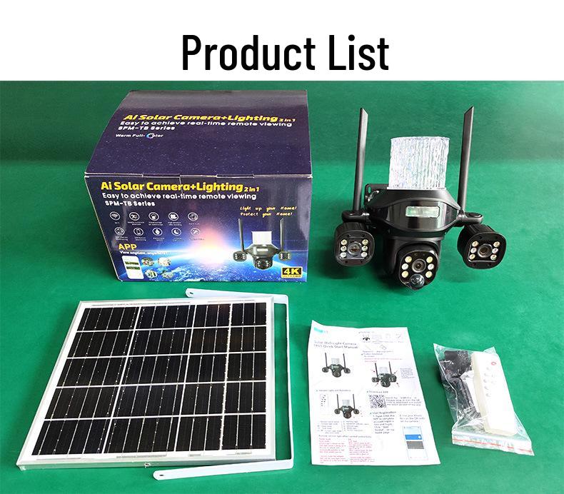 Solar-Powered Outdoor LED Wall Light with 4G Multi-Lens Surveillance Camera