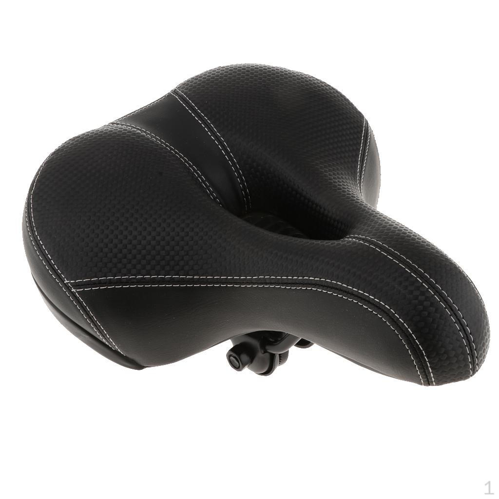 Bicycle Saddle With Dual Spring Shock Absorbing Leather Bike Seat