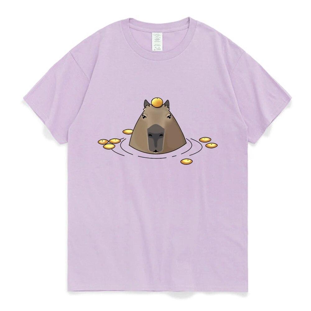 Vtipné Roztomilé tričko Capybara Japonská Anime Grafická Trička Unisex a ženy Bavlna Neformální Tričko Velké velikosti Streetwear Páry Topy