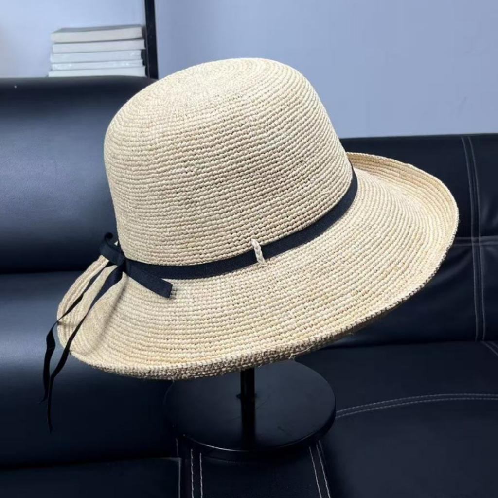 Export Lafite Straw Hat Women's Beach Hat Summer Outdoor Visor Hat Travel Sun Protection Hat French Big Eaves Hat