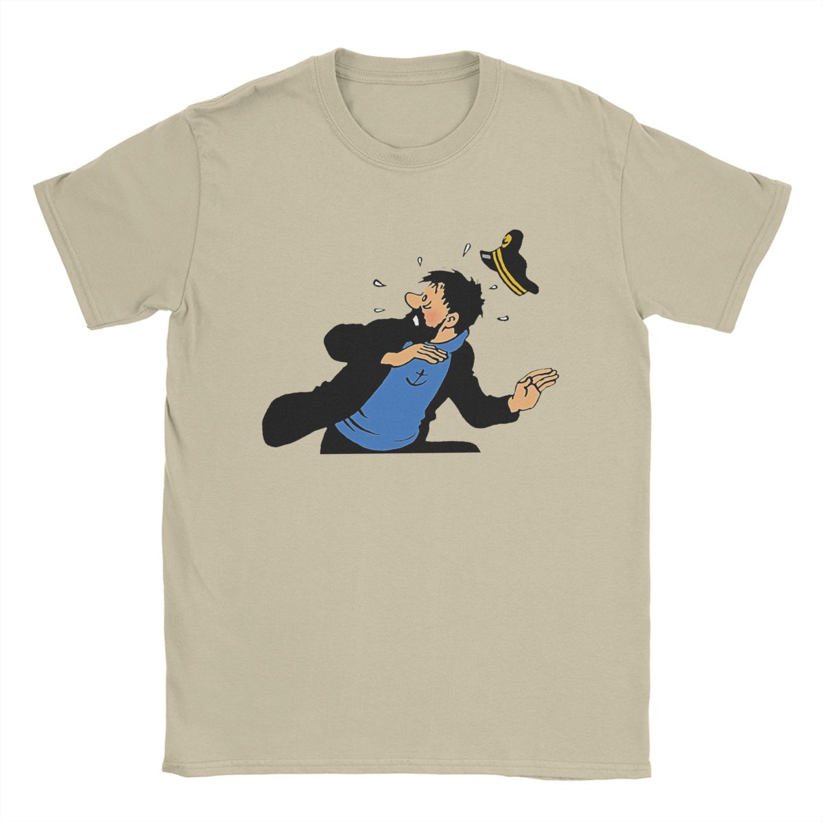BenberFashion Kapitein Haddock T-shirt Heren Katoen Unieke T-shirts Ronde Hals Cartoon T-shirt Korte Mouw Tops Cadeau-idee M