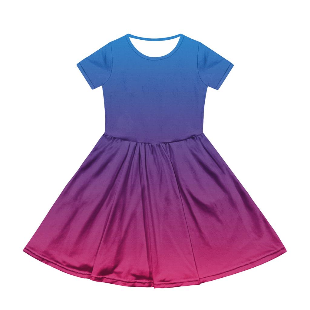 Girl Summer Dress Color & Print Short Sleeve Dress With Pocket Casual Dress Shorts Sleeve Party Dress Easter Day