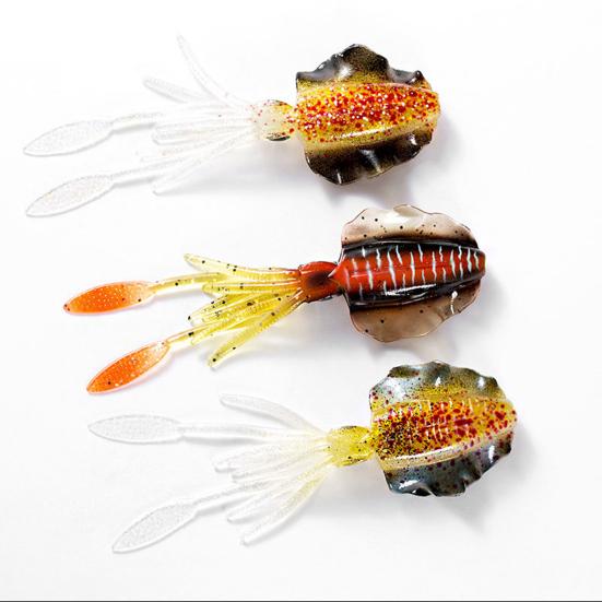 15CM/20G Fishing Soft Squid Lure Glow-in-the-Dark Colorful 3D Eyes Artificial Octopus Bait Sea