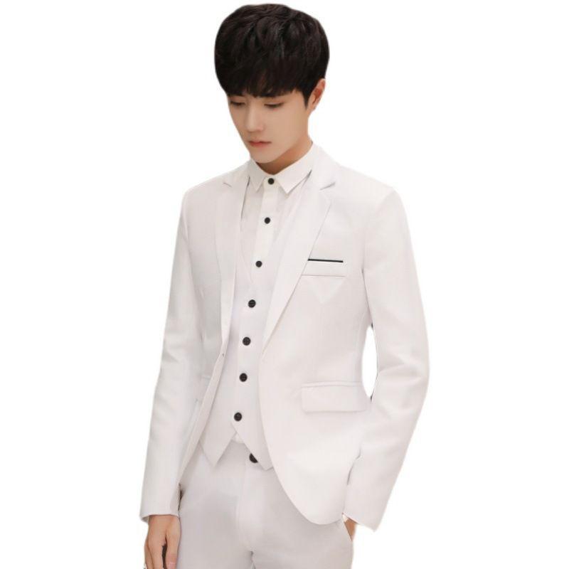 Traje de Dos Piezas de Moda para Hombre Negocios Estilo Coreano Traje Ajustado