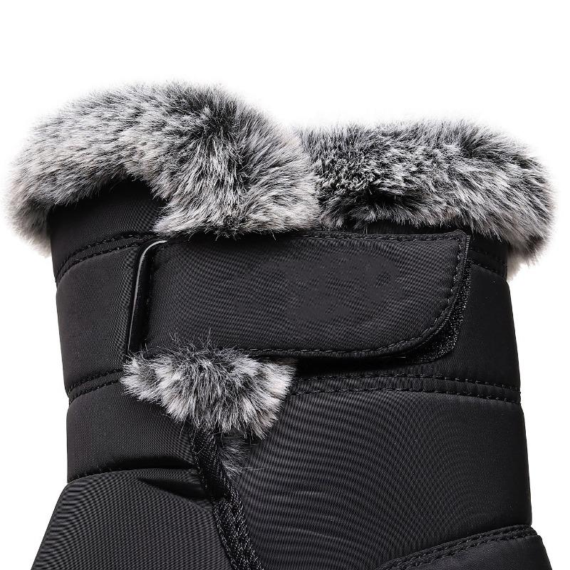 New Rabbit Fur Cotton Shoes High Tube Warm Women's Snow Boots Velcro Waterproof Women's Boots Casual Women