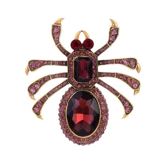 Unisex Vintage Exaggerated Brooch Spider-shaped Faux Crystal Brooch Pin Animal Shape Badge Fashion Accessories