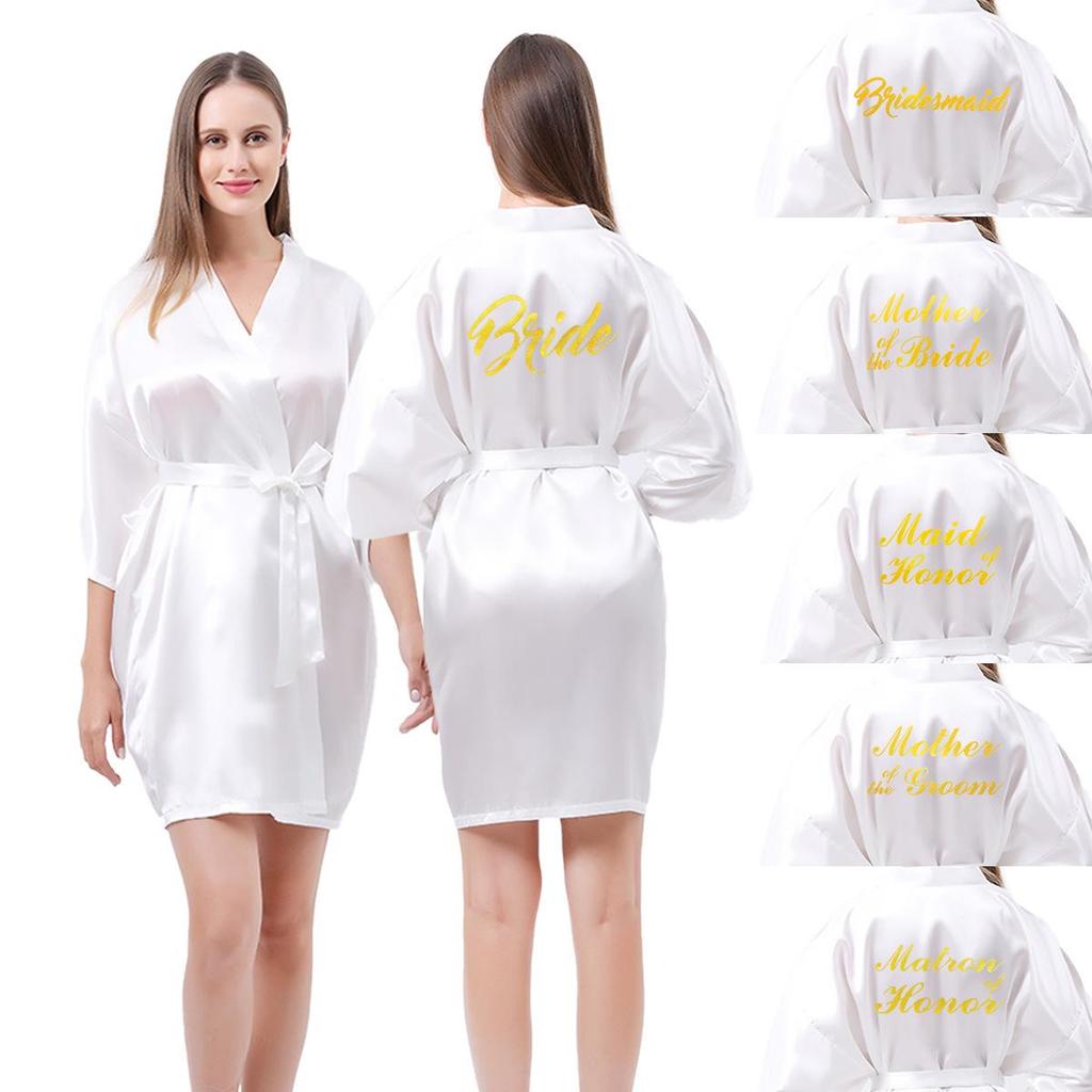 Classic Style Silk Bridesmaid & Bride Morning Robe with Hot Stamped Lettering
