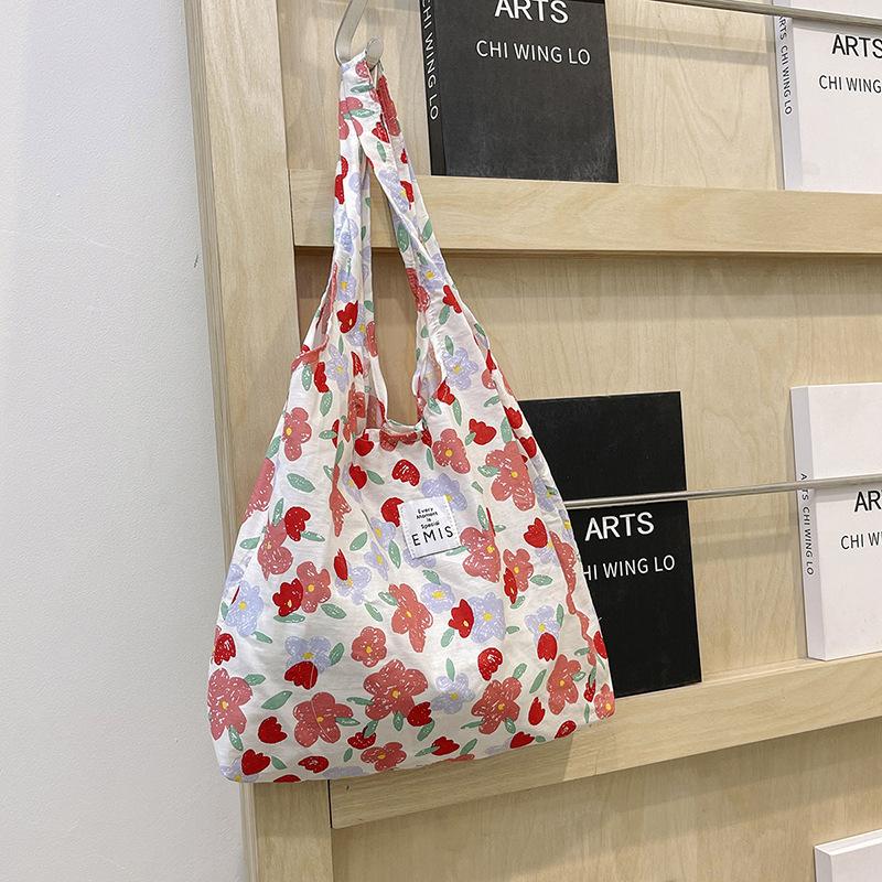 Summer Floral Bag Personality 2025 Foreign Style Large Capacity Rose Canvas Beach Shopping Bag Shoulder Armpit Bag