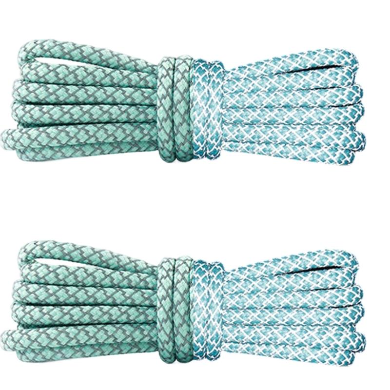 Reflective Polyester Shoelaces 120cm Long Anti Slip Woven Round Shoe Laces Replacement For Sneakers Casual Foowear