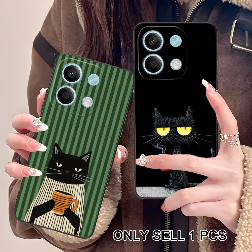 Cute Coffee Cat Matte TPU Mobile Phone Case for POCO F8 F7 F6 F5 F4 F3 F2 Pro GT C75 C71 C65 C61 C40 Pro Ultra Colorful Cover
