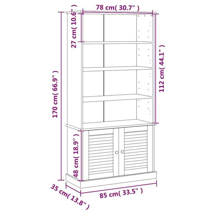 VidaXL Bibliothèque VIGO gris 85x35x170 cm bois massif de pin 353198