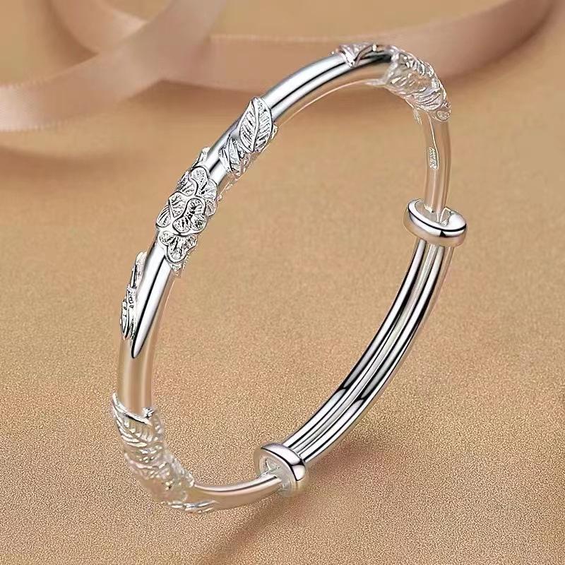 New 925 Silver Elegant Peacock Opening Screen Bracelet Bangles For Women Fashion Party Wedding Accessories Jewelry Gift