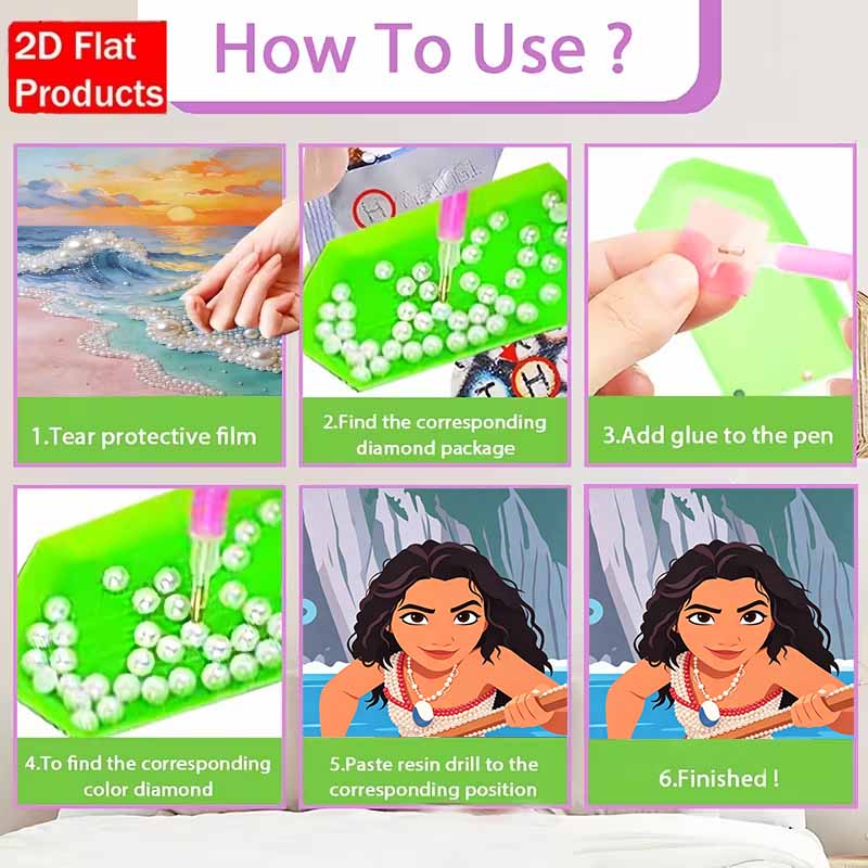Disney Pearl Painting Moana Handmade DIY Pearl Gemstone Painting Pictures Crafts Special Shape Home Wall Decoration