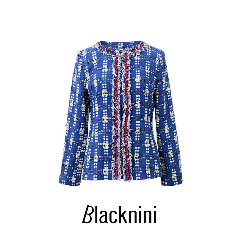 

Blacknini Yin WAF/ Sapphire British Linton Fragrant Blue and White Plaid Outwear Blue(Waffer Tops try on S) XS