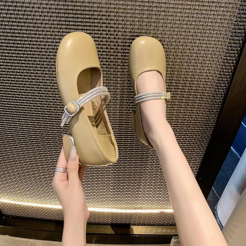 Fashion 2024 New Womens Shoes Spring Ladies Flat Shoes Outdoor Solid Color Mary Jane Sweet Round Toe Shallow Mouth Flat Shoes Zapatillas