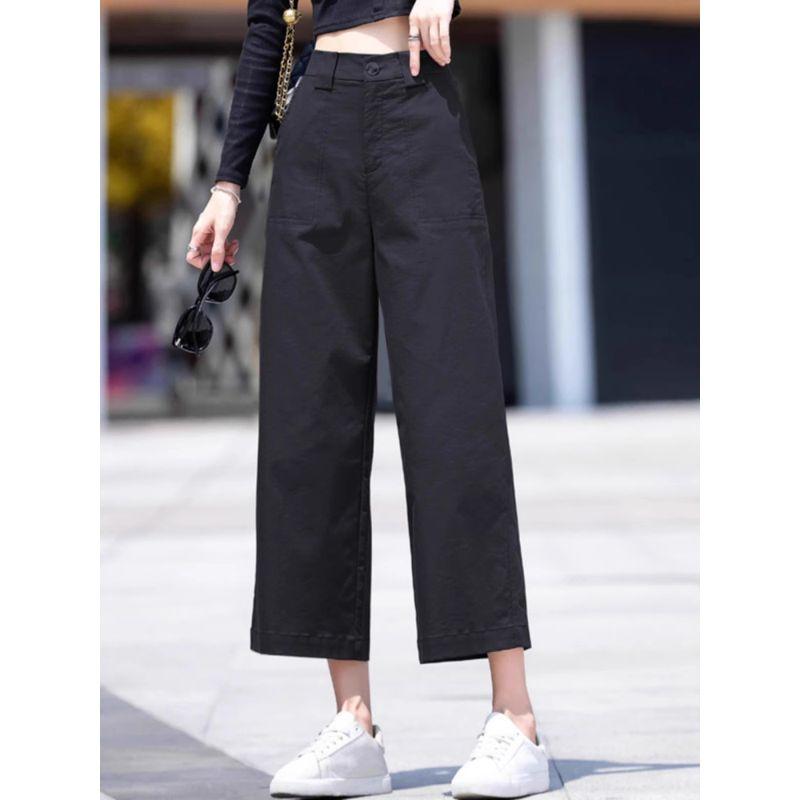Big Sale Leak-Picking Pure Cotton Cropped Tooling Loose Pants Women's Summer Thin Casual Pants Outwear Small Straight-Leg Pants