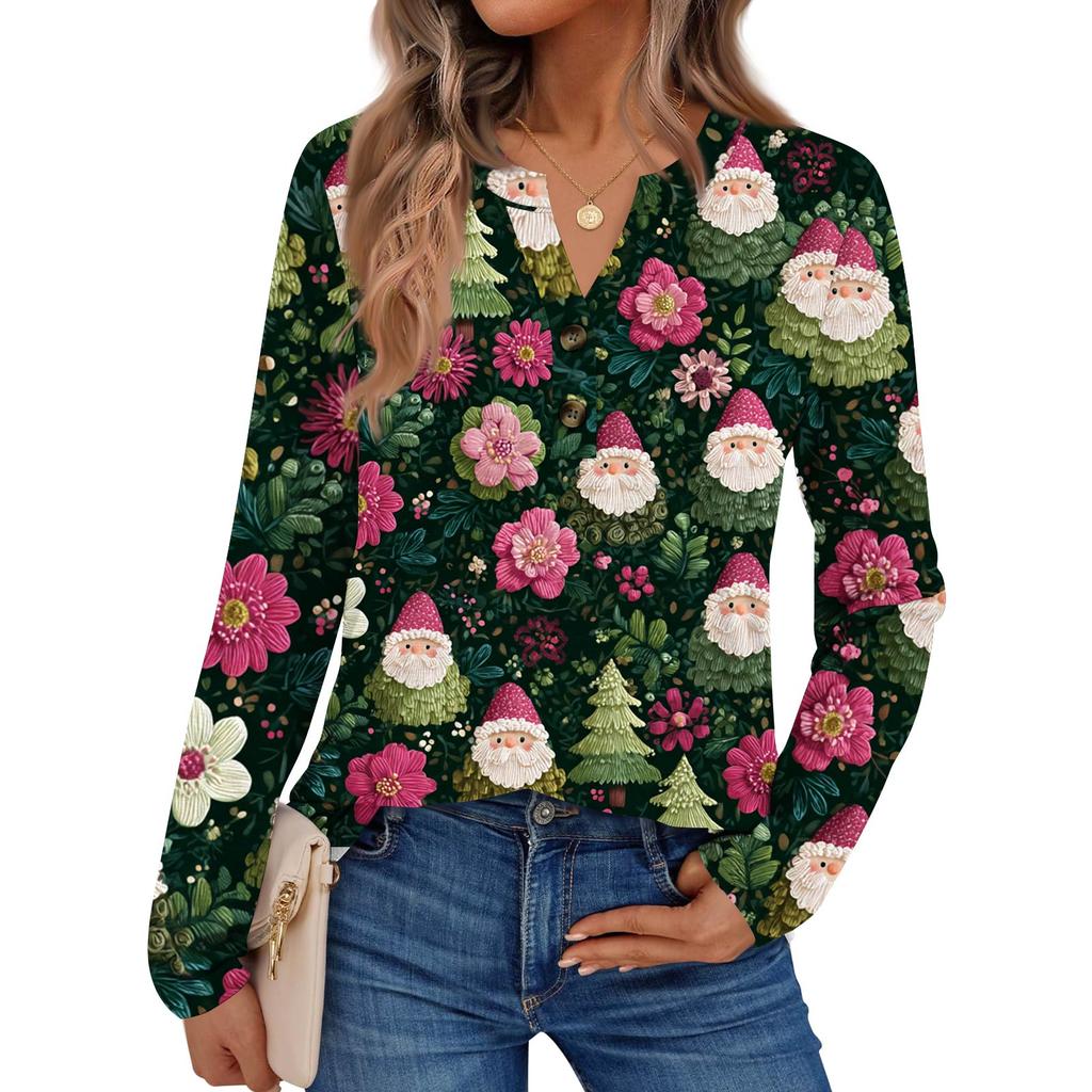 Women's Print Long Sleeve Shirts Elegant Casual Tops Trendy Shirts Tops