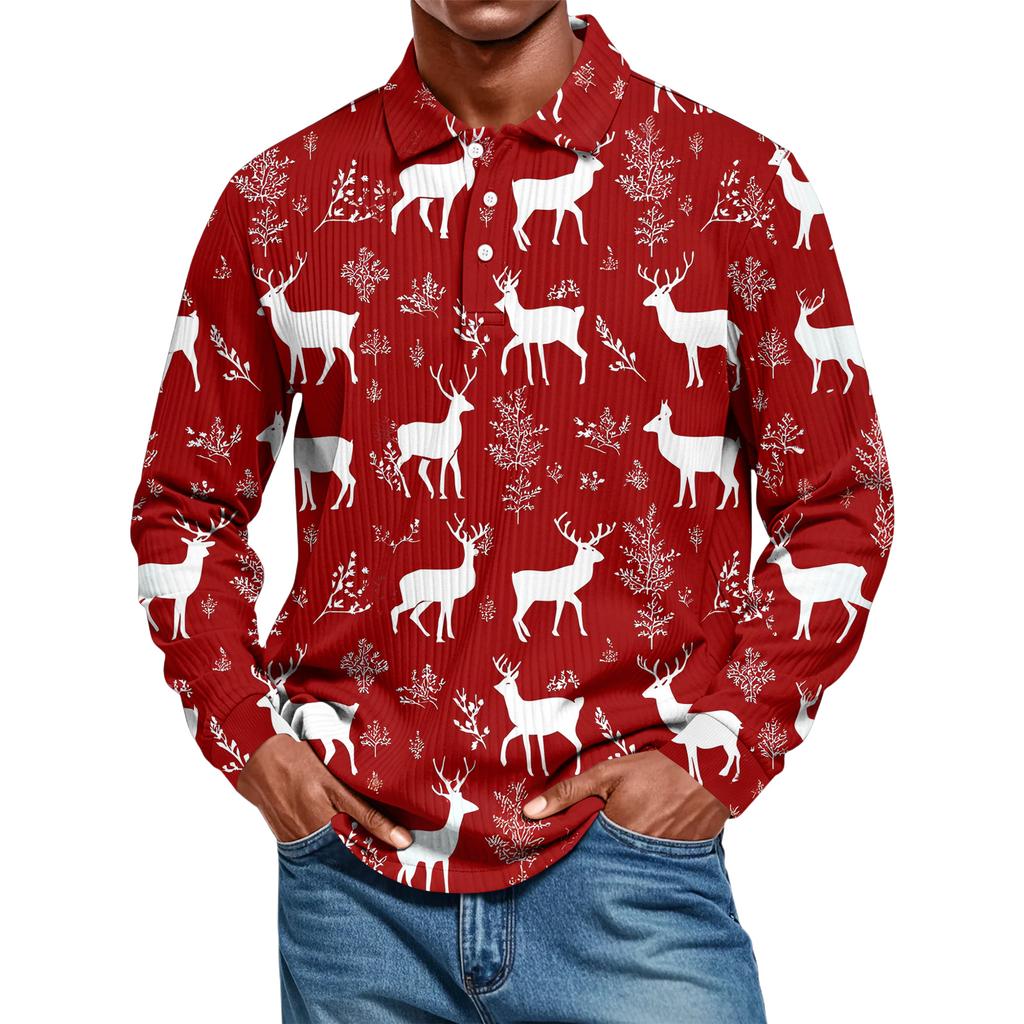 Men's Casual Style Solid Color Loose  Shirt Long-sleeved Top