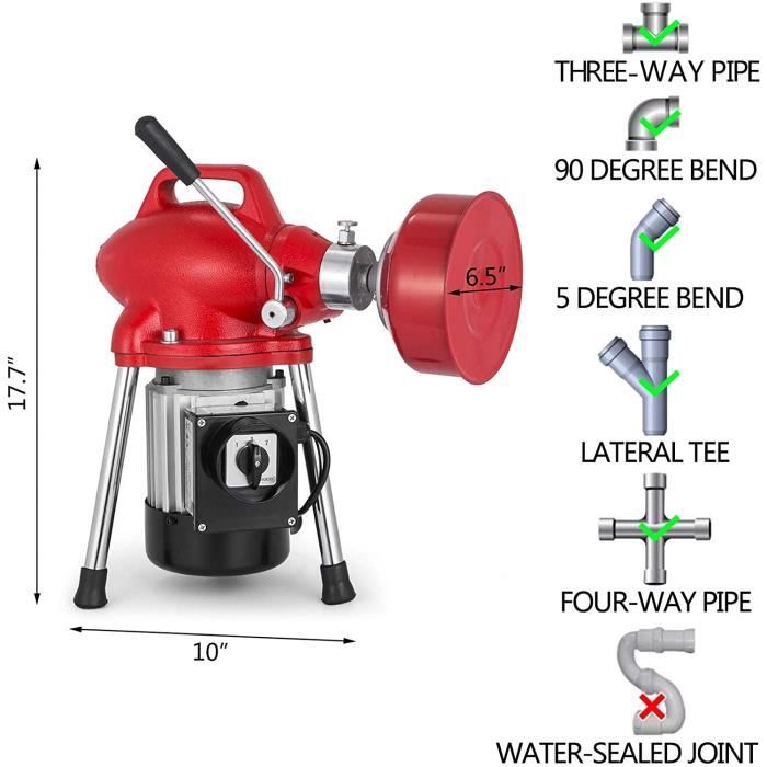 VEVOR Elektryczna przepychacz do rur 100mm Maszyna do czyszczenia rur 250W Czyścik do rur TA21