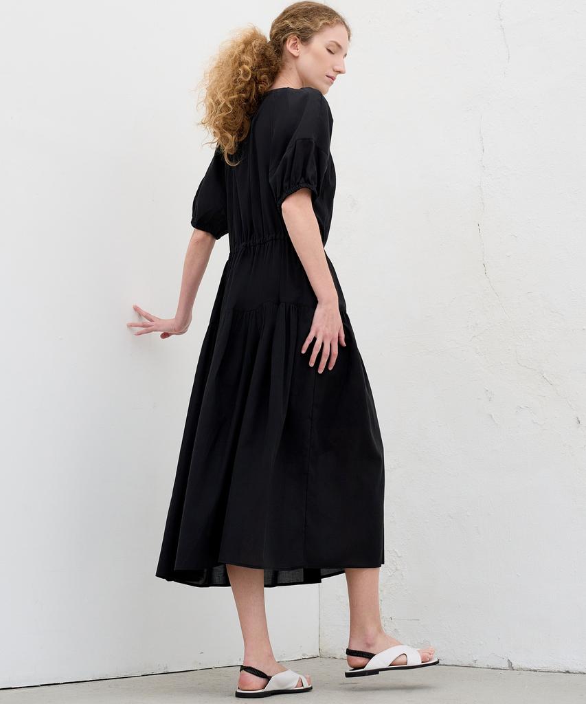 MITTE Flare Pin-Tuck Dress_Black