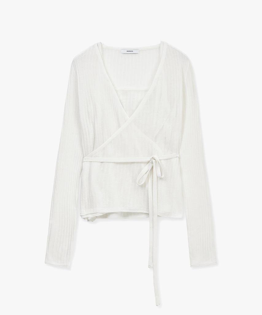 MONGDOL [Set] Sheer Linen Wrap Knit & Sleeveless White Mdkt124White