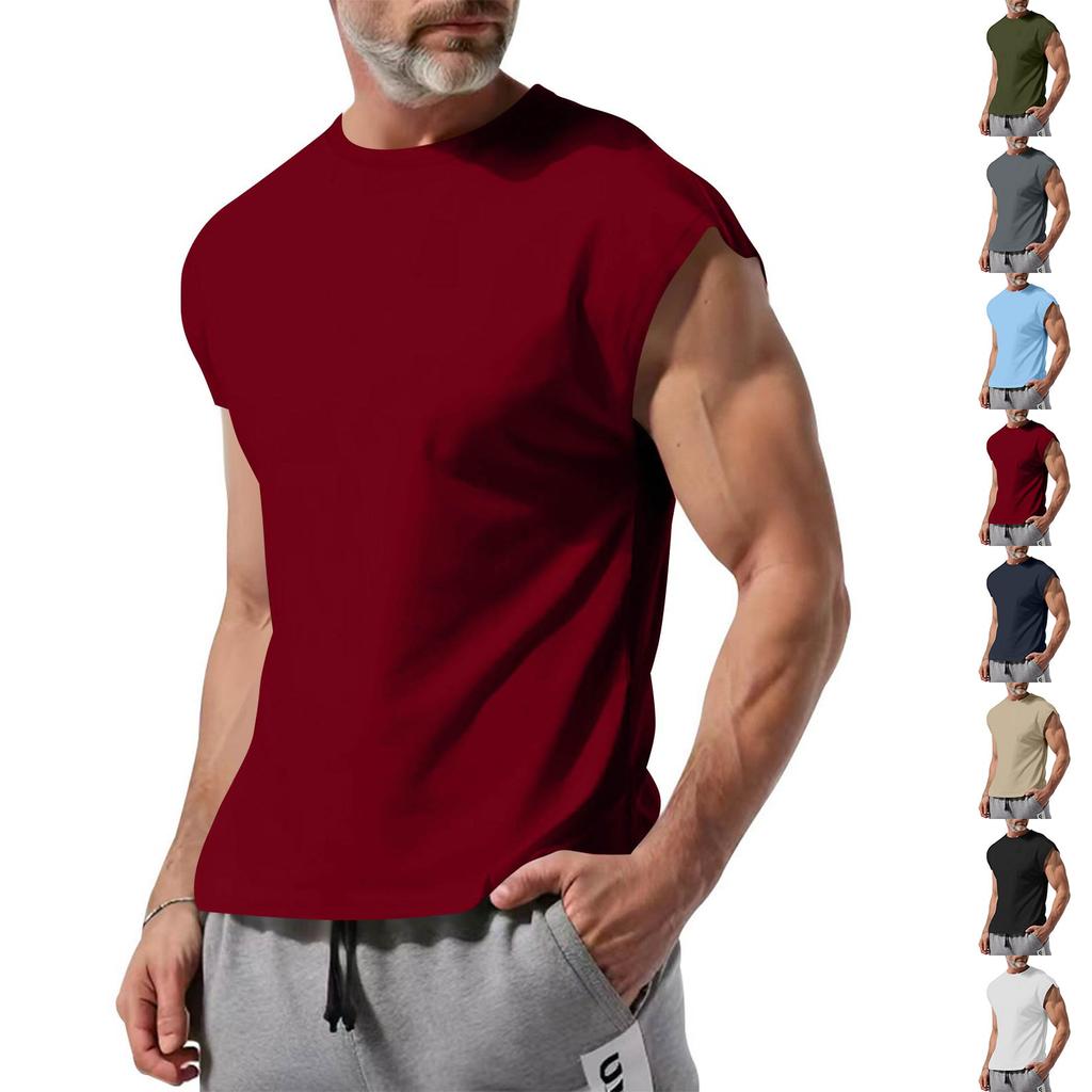 T-shirt Senza Maniche Uomo Vestibilità Muscolare Casual Larga Leggero Canottiera Palestra Allenamento Estate Gilet Fitness