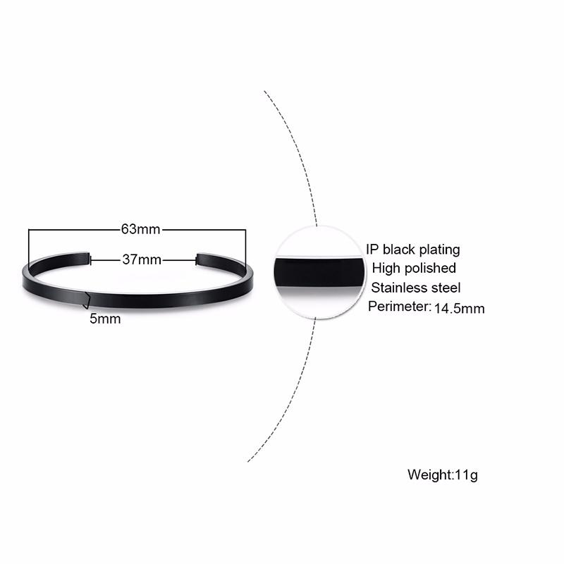 Vnox Kundenspezifisches Basic Klassisches Armreif für Herren Damen Glänzender Edelstahl Schlichter Manschettenarmreif Personalisierter Name Geburtstagsgeschenk