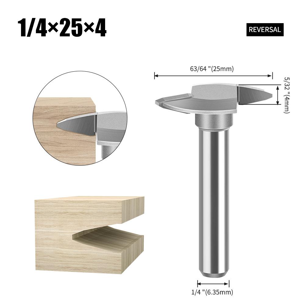 

Woodworking Oblique Tip T-Knife, Forward Rotation And Reverse Rotation T-Slot Knife, Slotting Knife, Trimming Machine Engraving Machine Milling Cutter Oblique Tip T Knife Reverse 1/4 * 25