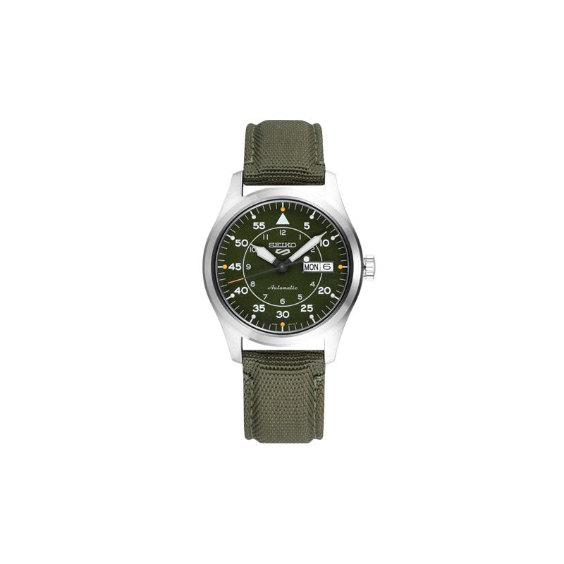 SEIKO seiko5 fashionable simple street trend mechanical movement nylon strap men s watch green dial SRPH29K1 зелёный